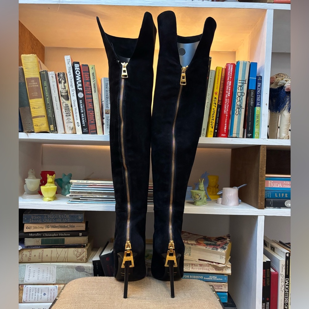 Tom Ford Suede Over the knee zip boots